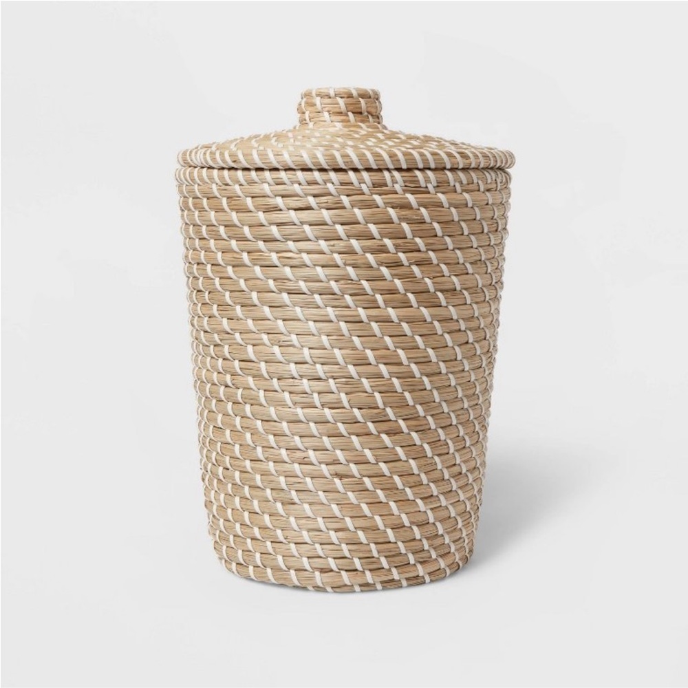 Threshold Woven Boho Wastebasket Bathroom Trash Can Bohemian Straw with Lid
